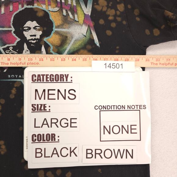 Jimi Hendrix Band Crew Neck Short Sleeve Graphic T Shirt Mens Size L Black - Picture 7 of 9